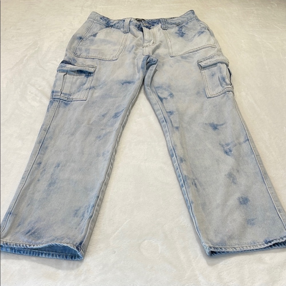 Simple Society WOMENS size 11 / 30 Light Blue Denim CARGO Jeans